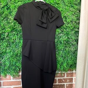 Elegant Black Dress with Bow Detail